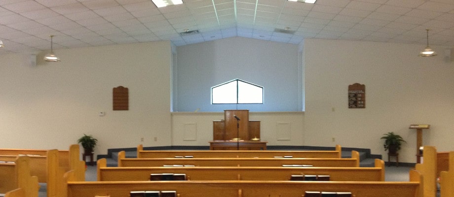 The congregation gathered for Sunday worship